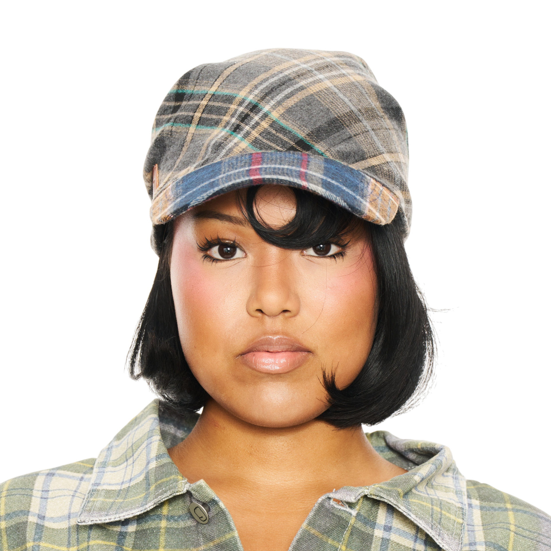 Hikage Tie Hat (GREY PLAID)