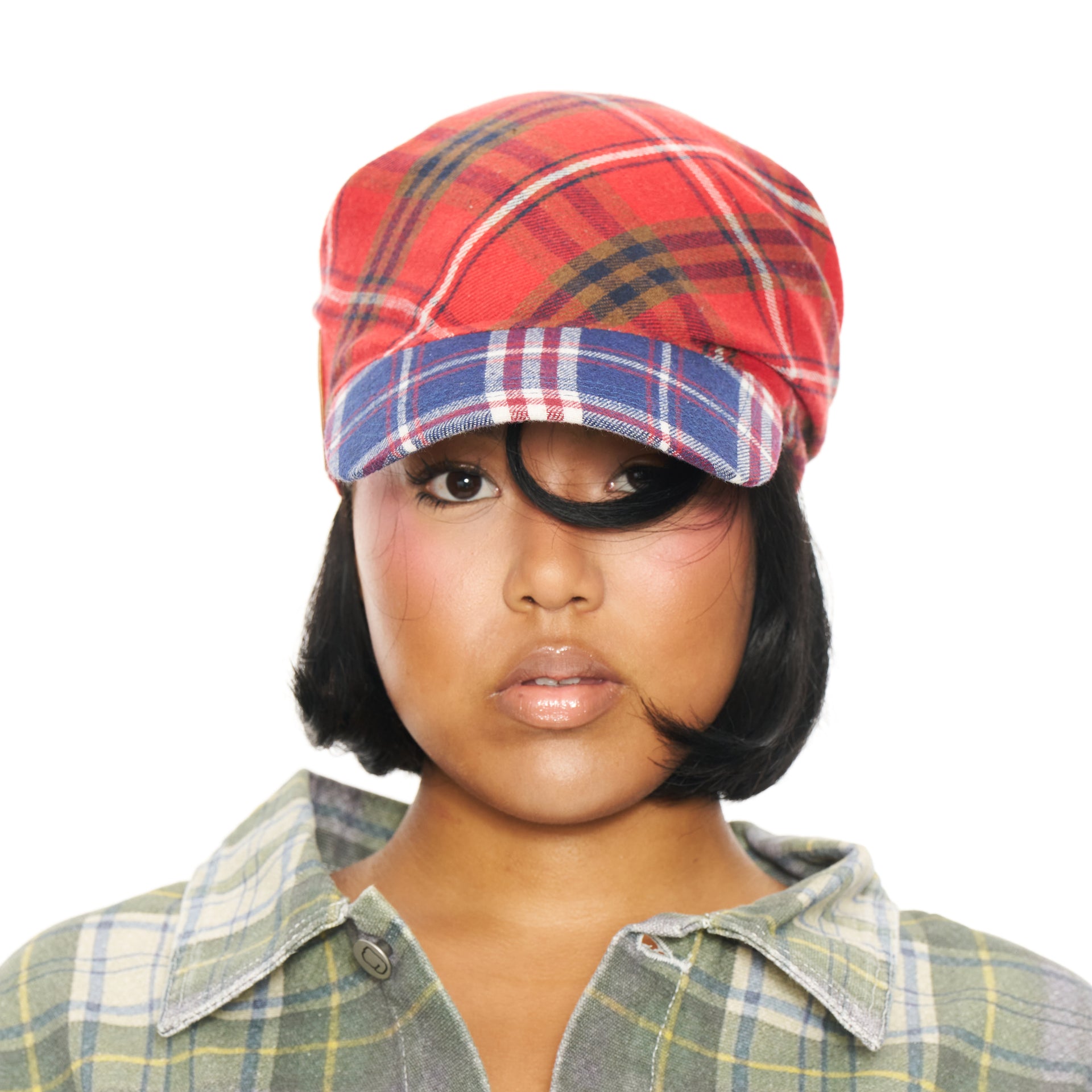 Hikage Tie Hat (RED/BLUE PLAID)