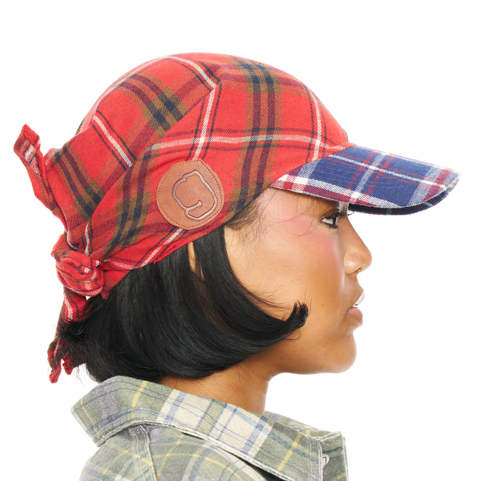 Hikage Tie Hat (RED/BLUE PLAID)